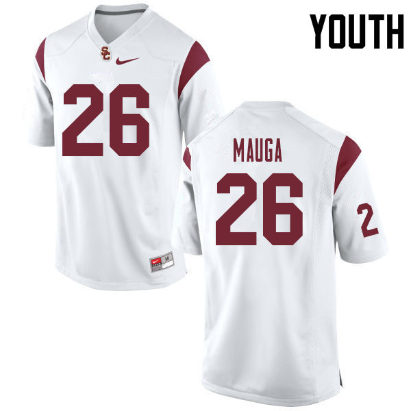 Youth #26 Kana'i Mauga USC Trojans College Football Jerseys Sale-White - Click Image to Close